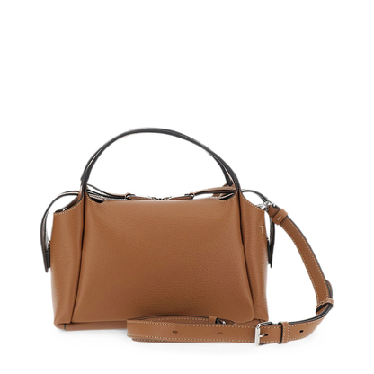 Leather Top Handle Bag - Brown