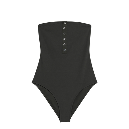 Strapless One-Piece Swimsuit Dark Green