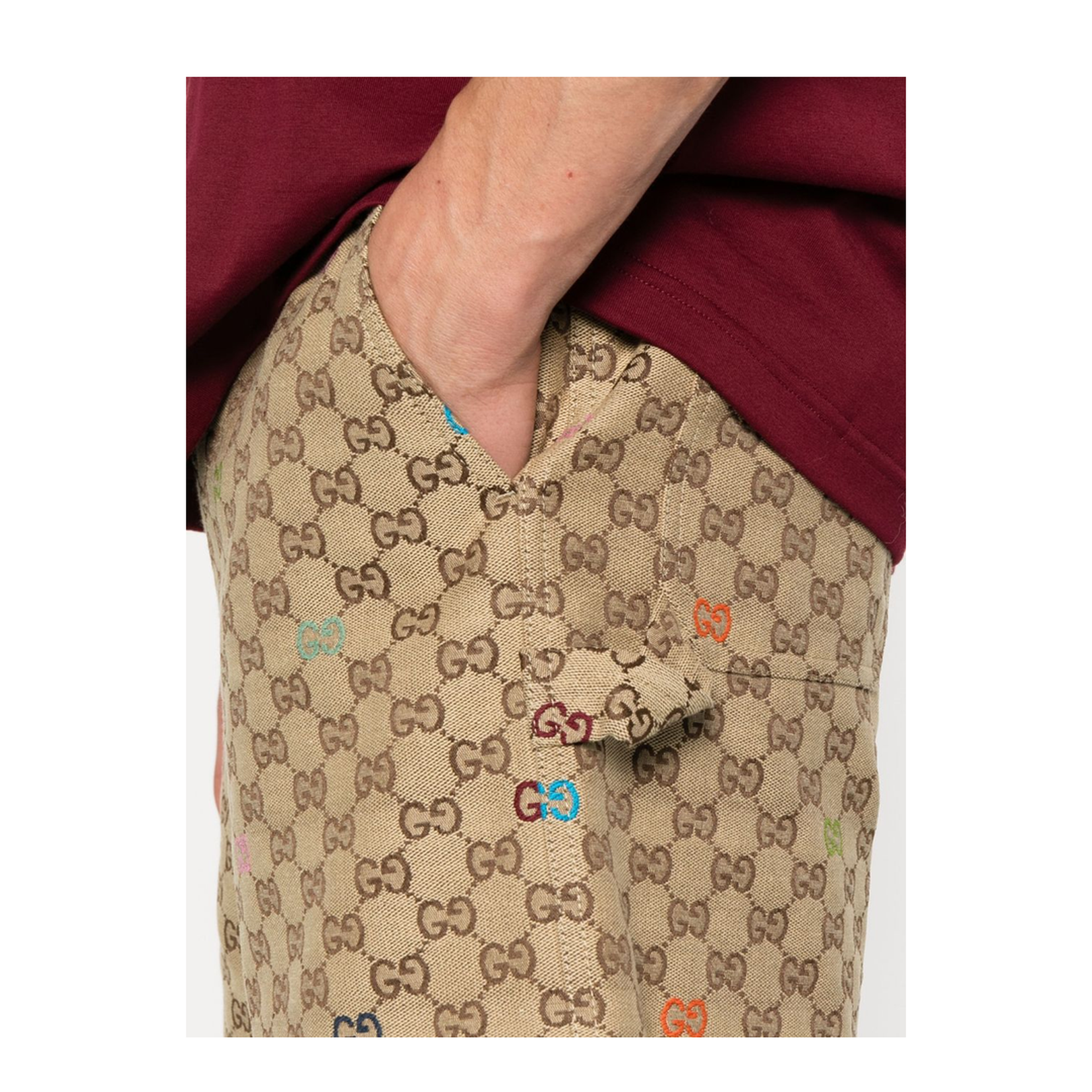 Canvas Shorts in Camel and Dark Brown