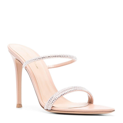 Rhinestone-Embellished Mule Sandals