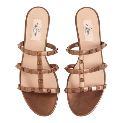 Rockstud Leather Flat Sandals