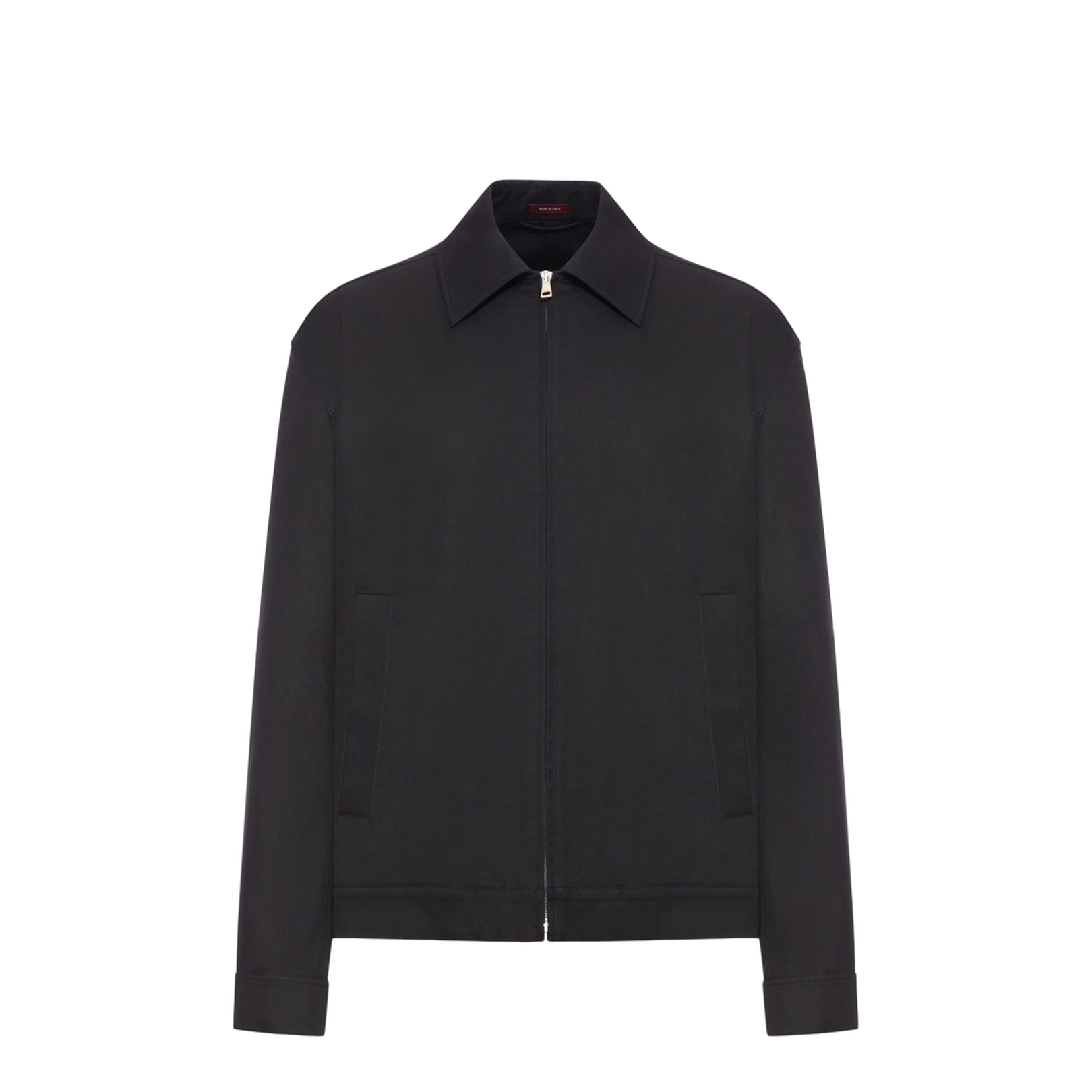 Cotton Twill Jacket with Web Detail in Black