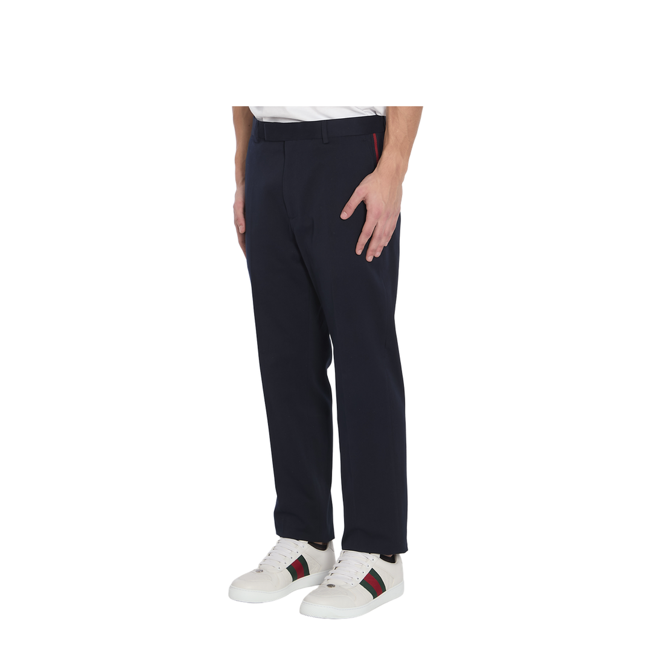 Cotton Gabardine Pant with Web in Blue