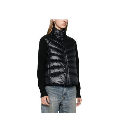 Black Padded Wool Cardigan