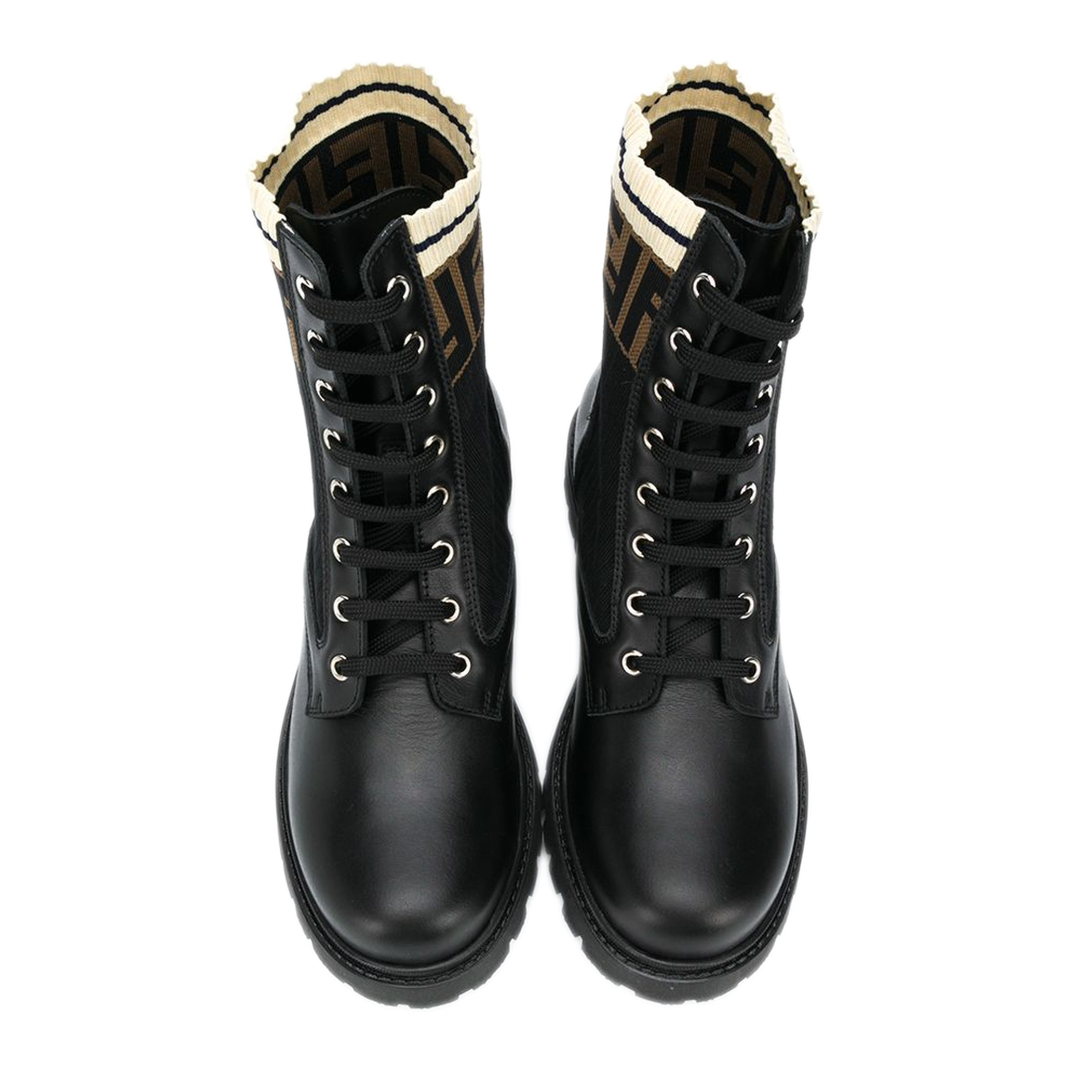 MAYFEYR - FENDI KIDS - Leather And Fabric Biker Boots - JMR329A8CUF17SD