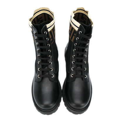 MAYFEYR - FENDI KIDS - Leather And Fabric Biker Boots - JMR329A8CUF17SD
