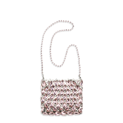Mini Bag In Metallic Knit With Crystals