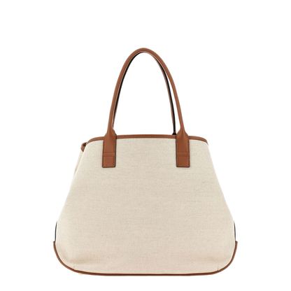 Script Shopping Bag Medium Ivory Brown
