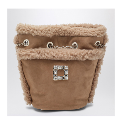 Très Vivier Backpack in Suede and Shearling Beige