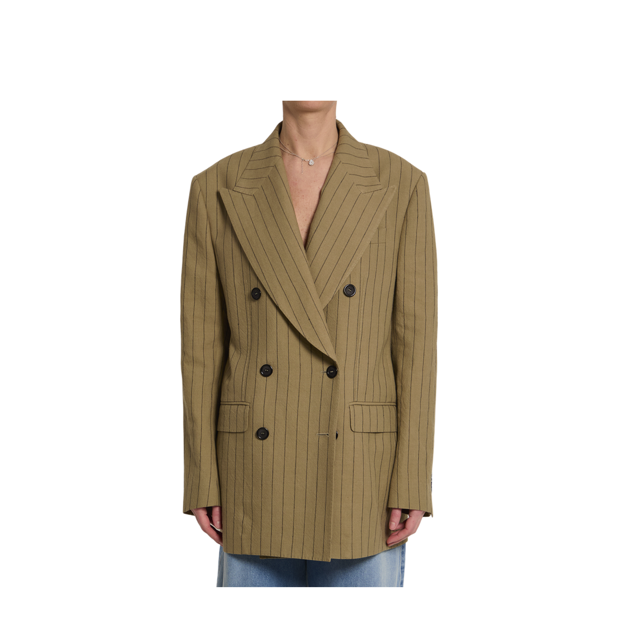 Double-breasted linen jacket