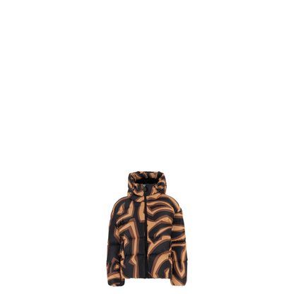 Printed Nylon Down Jacket In Brown