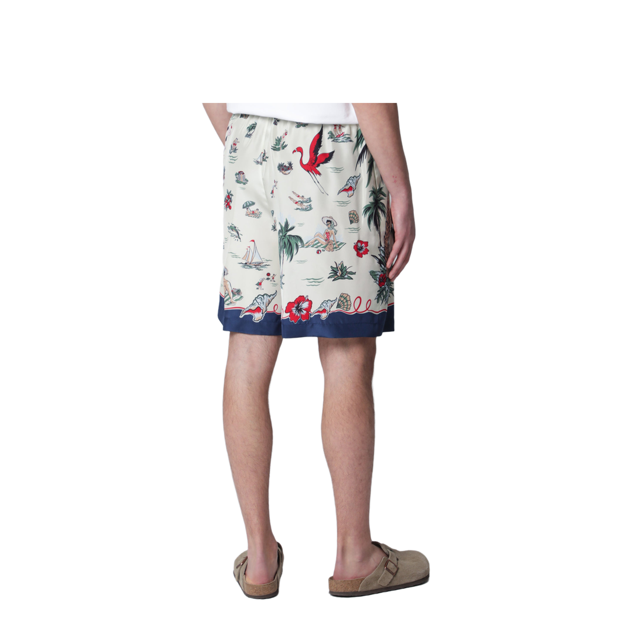 Bermuda Shorts With Tropical Print In Silk