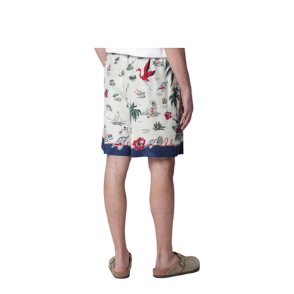 Bermuda Shorts With Tropical Print In Silk