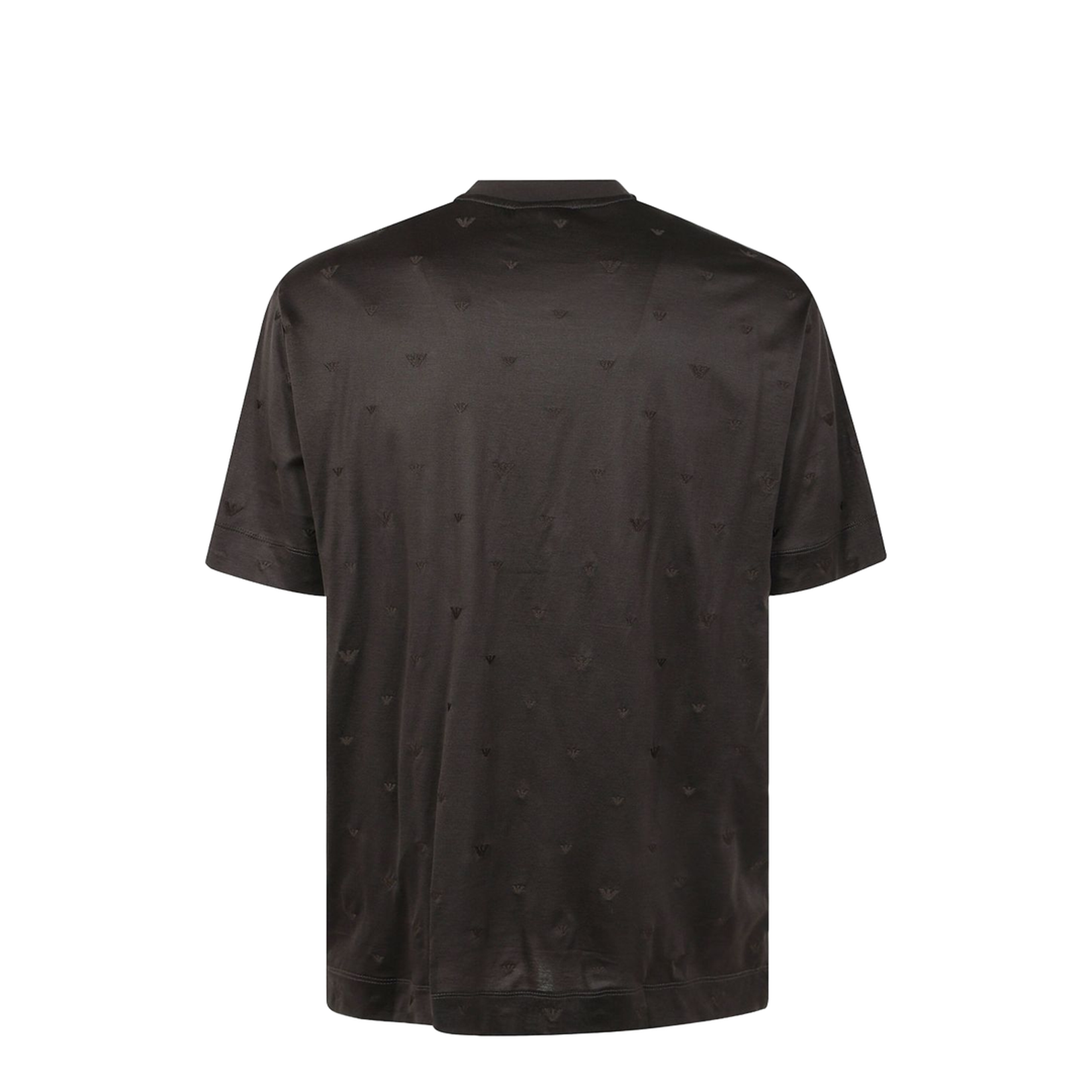 Lyocell-blend Jersey T-shirt with All-over Micro Eagle Embroidery