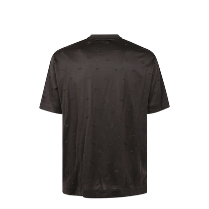 Lyocell-blend Jersey T-shirt with All-over Micro Eagle Embroidery