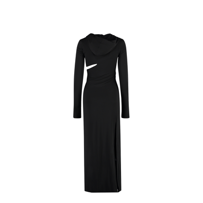 Long Cut-Out Hooded Dress
