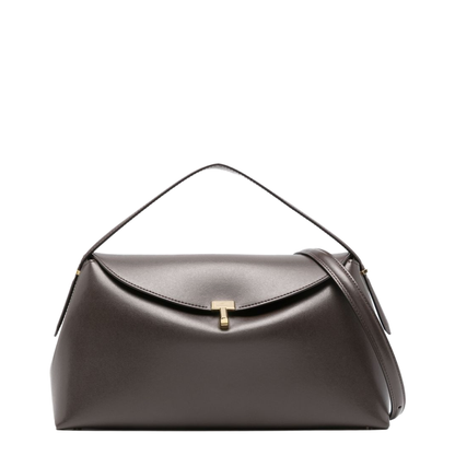 T-Lock Leather Top-Handle Bag - Bark