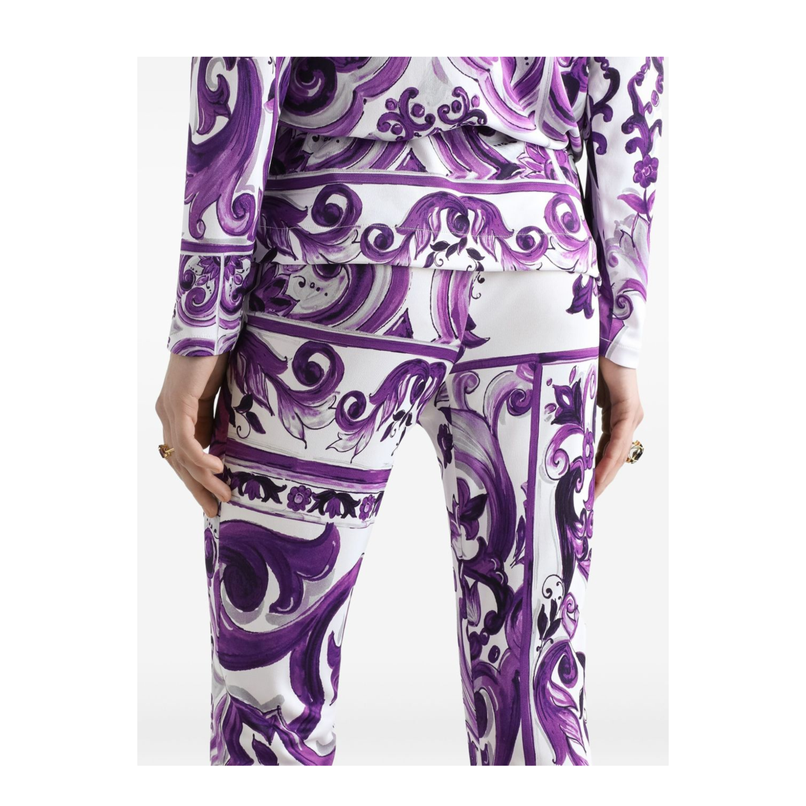 Multicolor Majolica Print Flared Pants