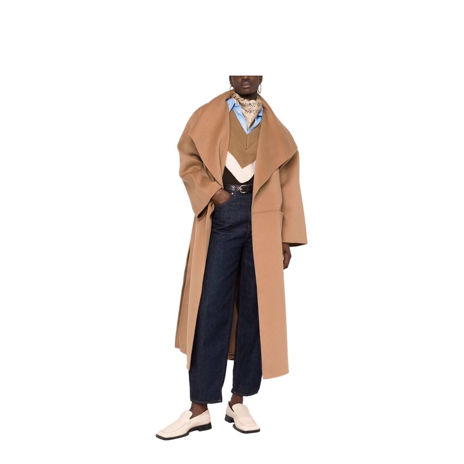 Camel Wool-Cashmere Blend Single-Breasted Coat