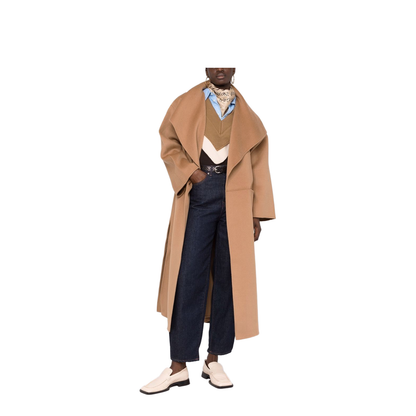 Camel Wool-Cashmere Blend Single-Breasted Coat