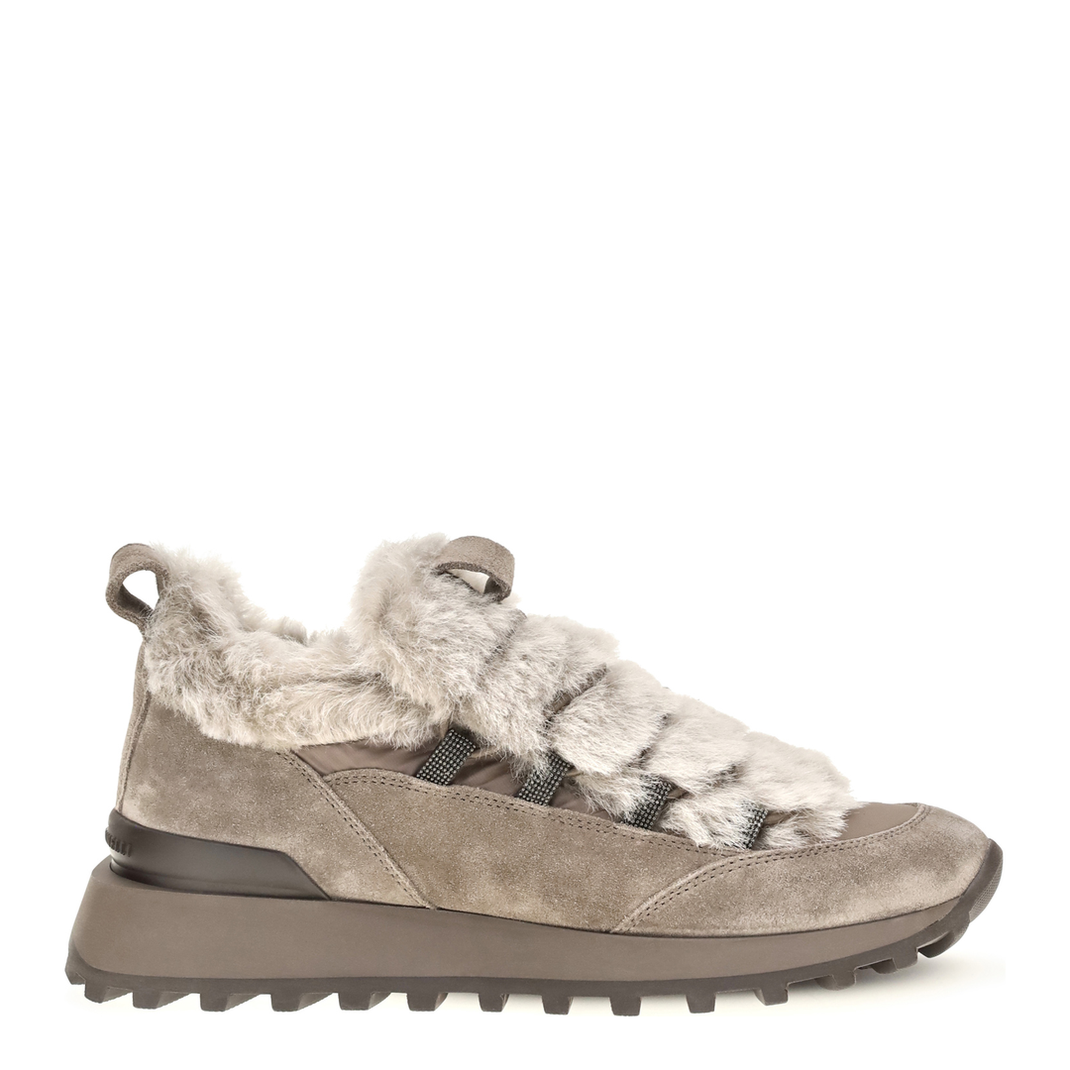 MAYFEYR - Brunello Cucinelli - Suede And Tech Cotton Sneakers With Shearling Lining - MZSFG3387C8187