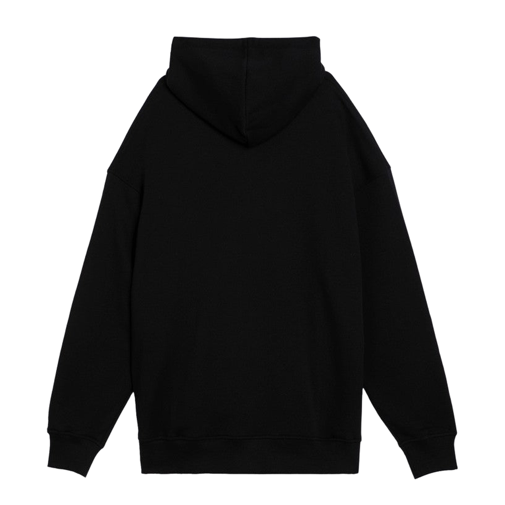 Black Cotton Hooded Sweatshirt with V Detail