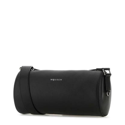 Black Leather McQueen Roller Crossbody Bag