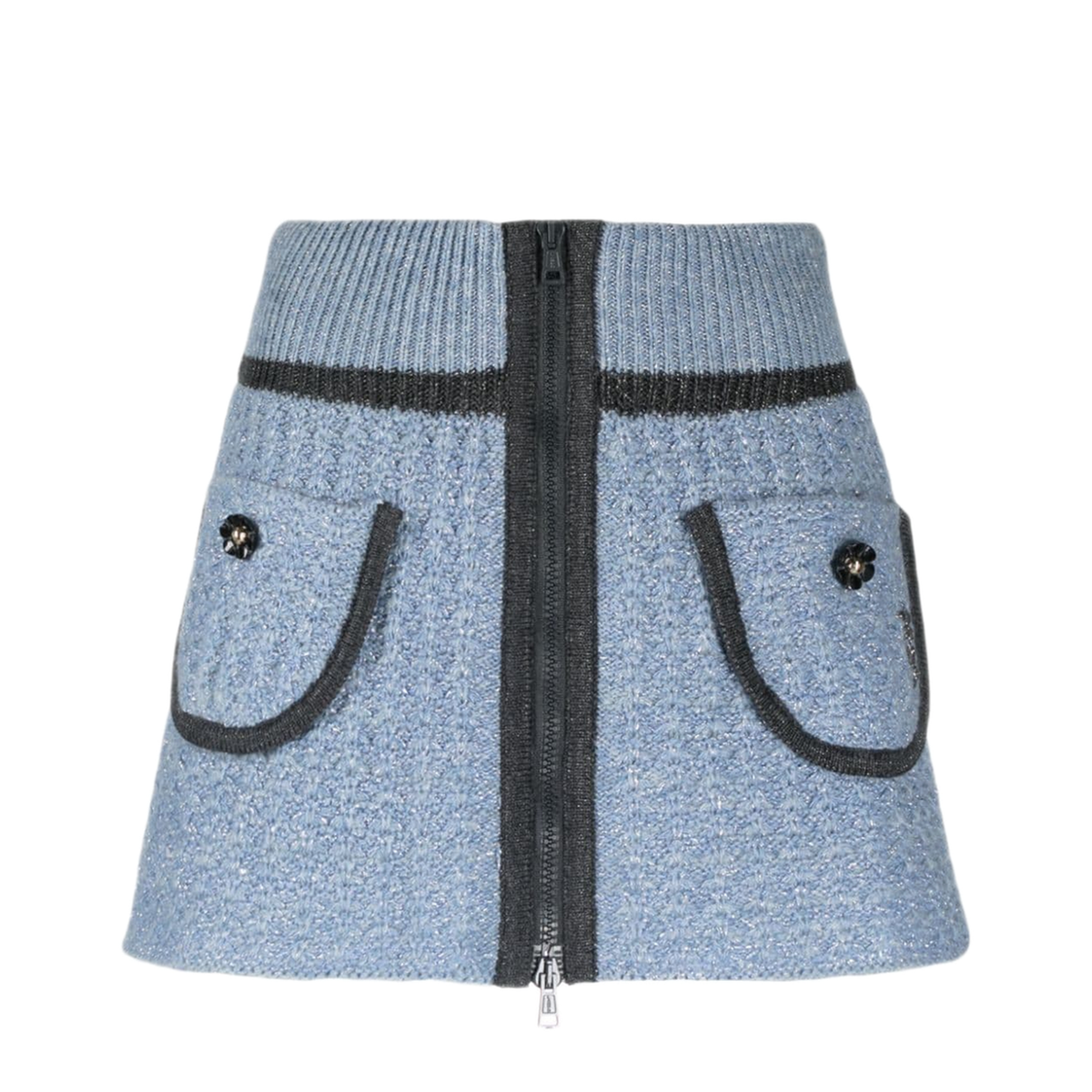 MAYFEYR - CORMIO - Floral Embroidery Knitted Miniskirt - ANNABLUEPERVINCA