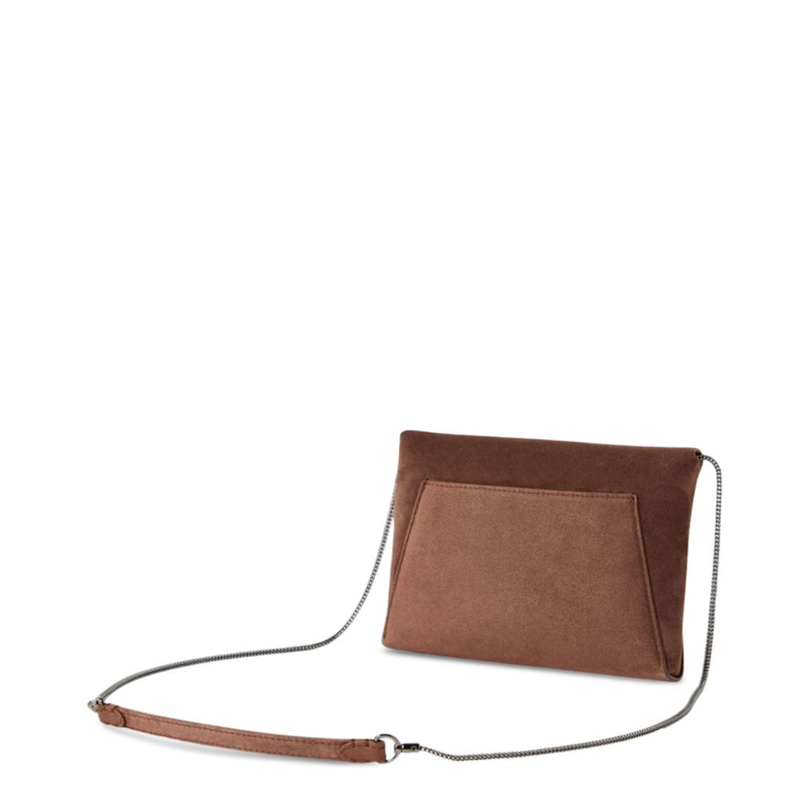 Brown Calf Suede Bag with Magnetic Closure and Chain Strap