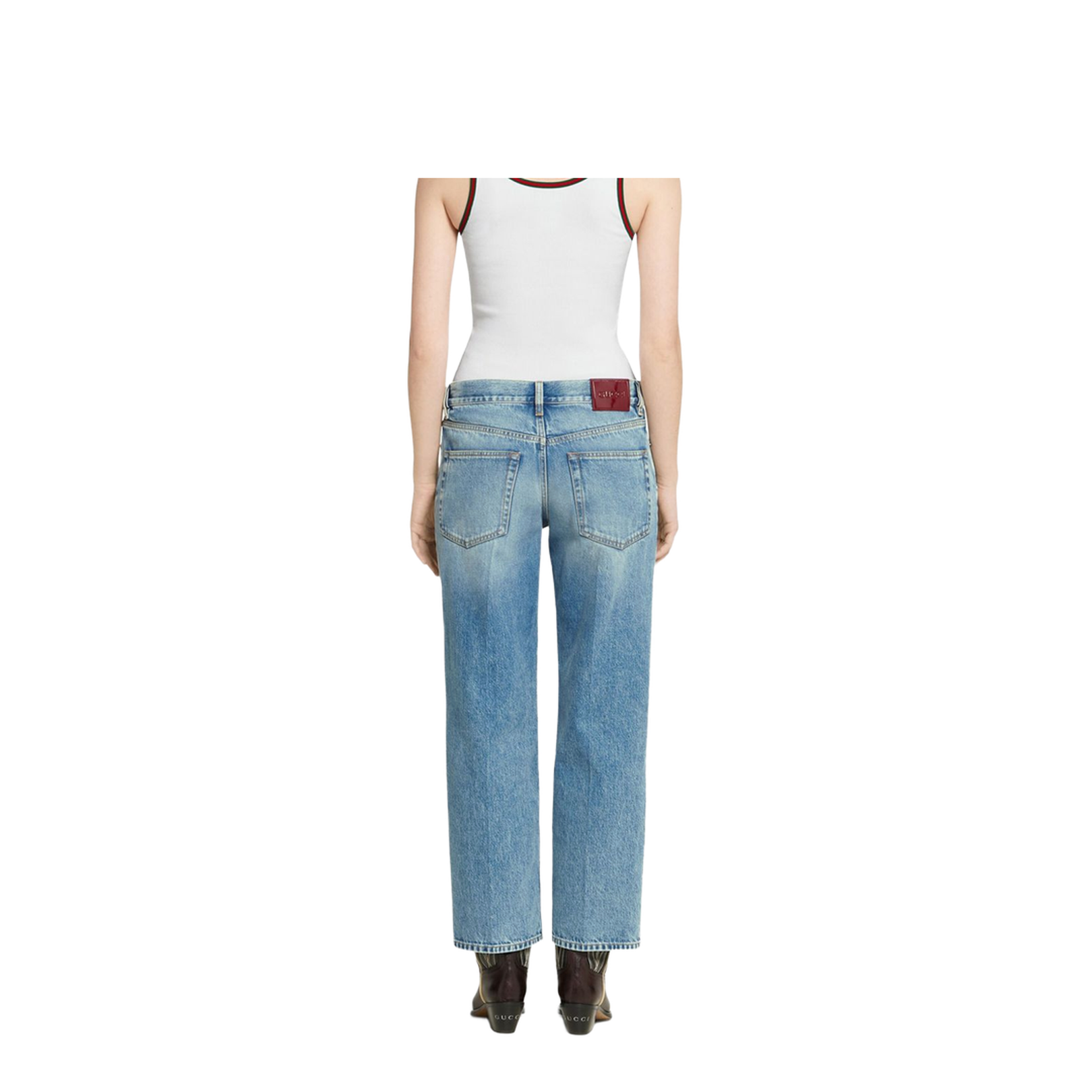Straight Fit Denim Pants in Light Blue