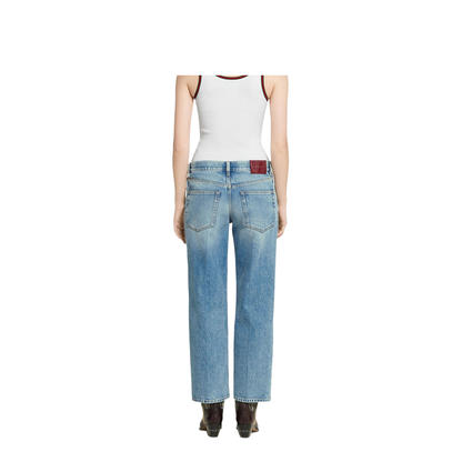 Straight Fit Denim Pants in Light Blue