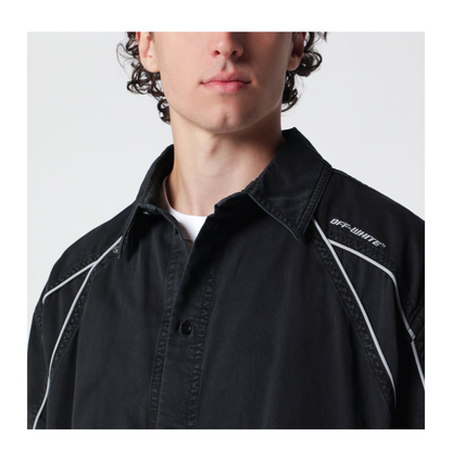 MAYFEYR -  - Off-White Black Owr Garment-Dyed Gabardine Sporty Bowling Shirt - OMGG01IS26FAB0010001