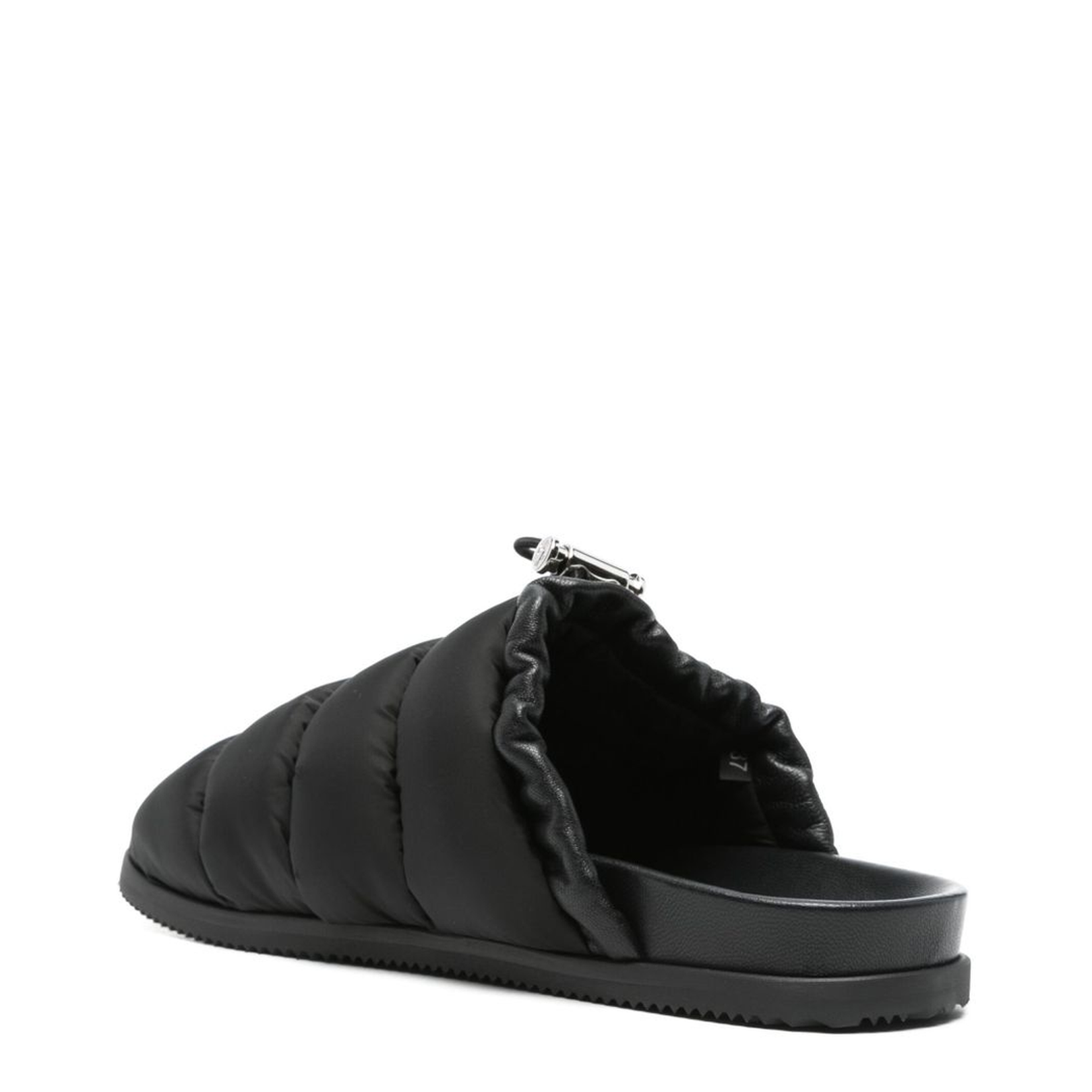 Black Pocket Padded Leather Mules