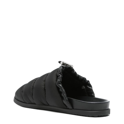 Black Pocket Padded Leather Mules