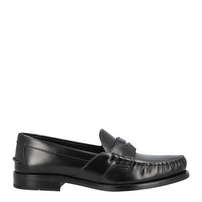 Black Brushed Leather Loafers
