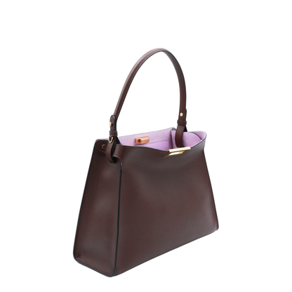 Way Medium Calfskin Top Handle Bag - Dark Brown