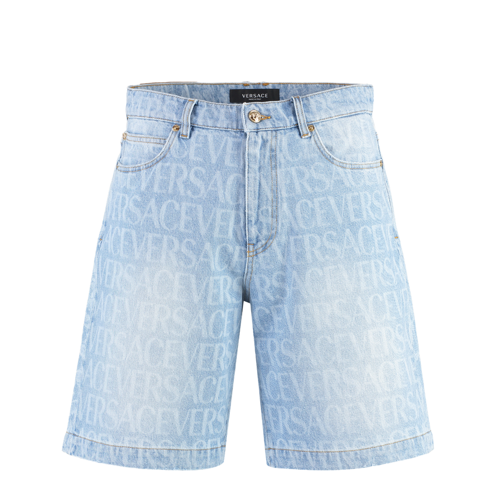 Light Blue Allover Denim Shorts