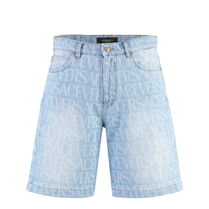 Light Blue Allover Denim Shorts
