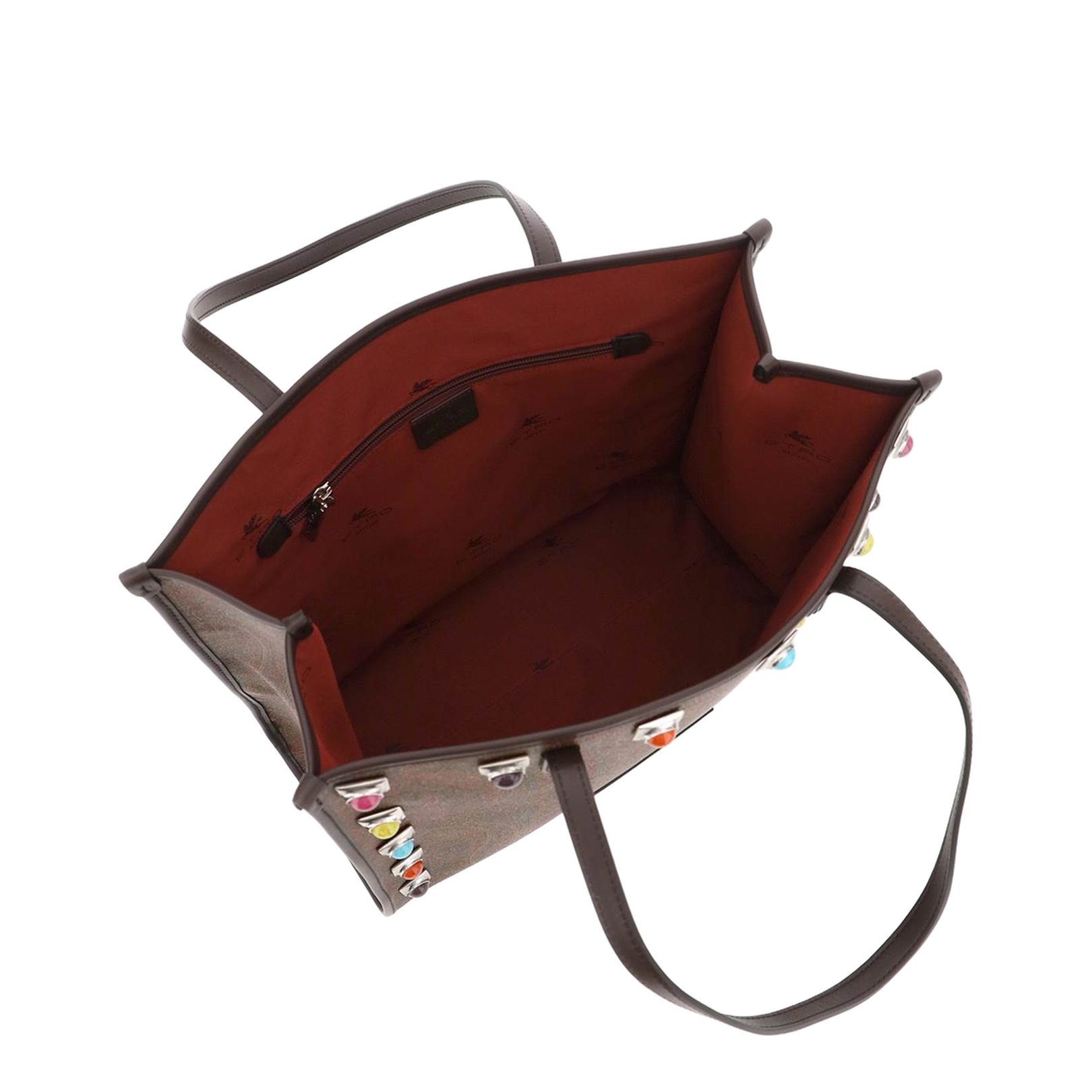Paisley-Print Studded Tote Bag