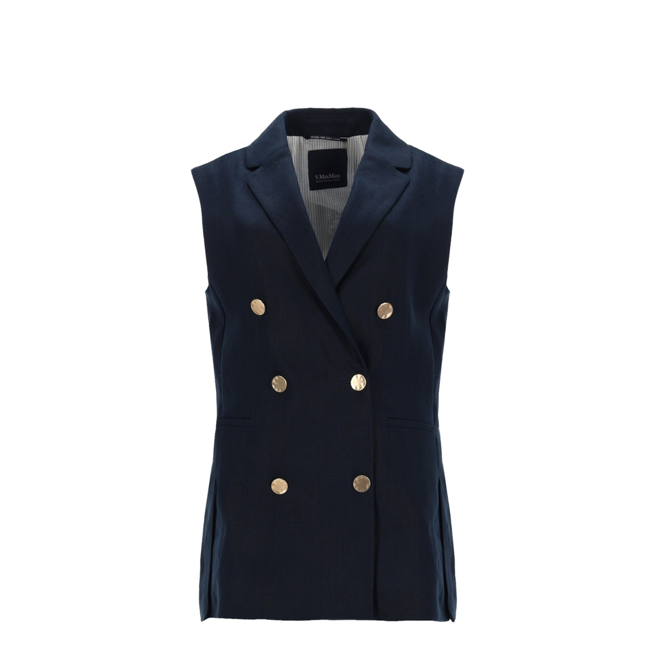 MAYFEYR - Max Mara - Double-Breasted Linen Mat Vest - 2619151013600437004