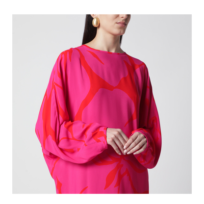 Dress with Fuchsia Print in Viscose