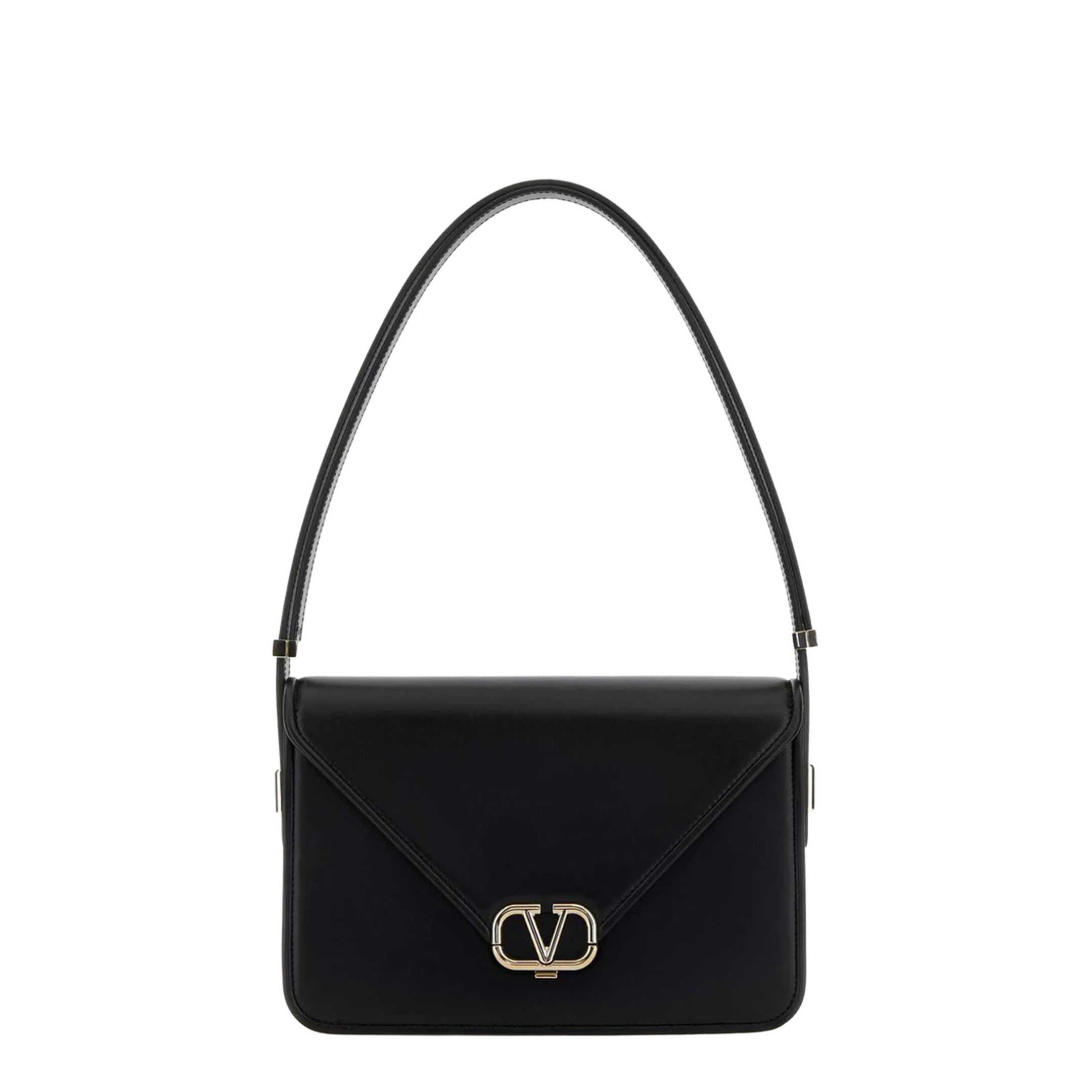 Garavani Black Leather Vlogo Shoulder Bag