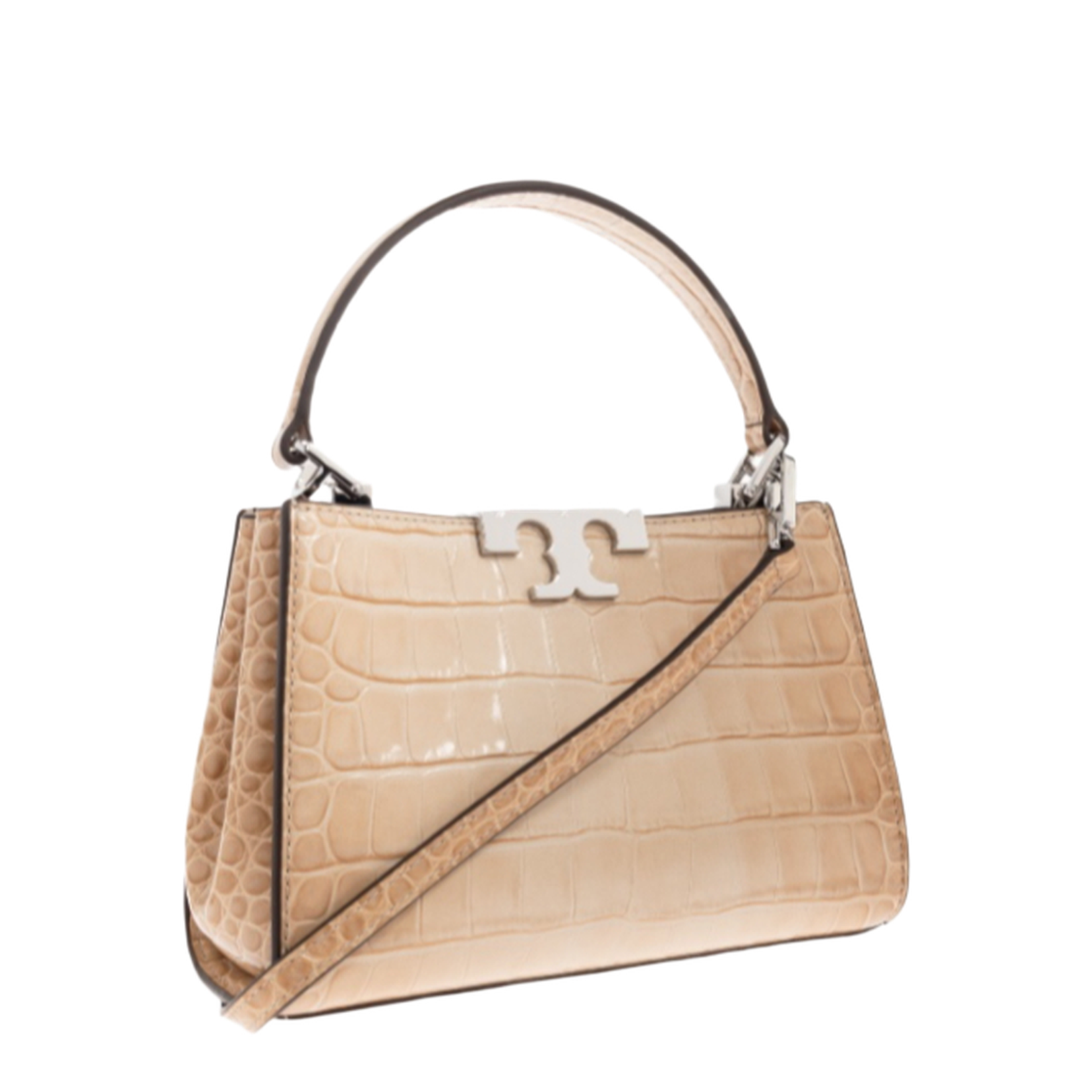 Embossed Leather Compact Trapezoid Bag