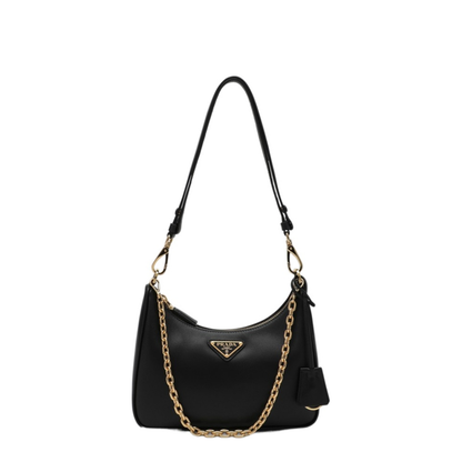 Adjustable Top Handle Bag with Removable Chain Shoulder Strap and Zipper Closure
