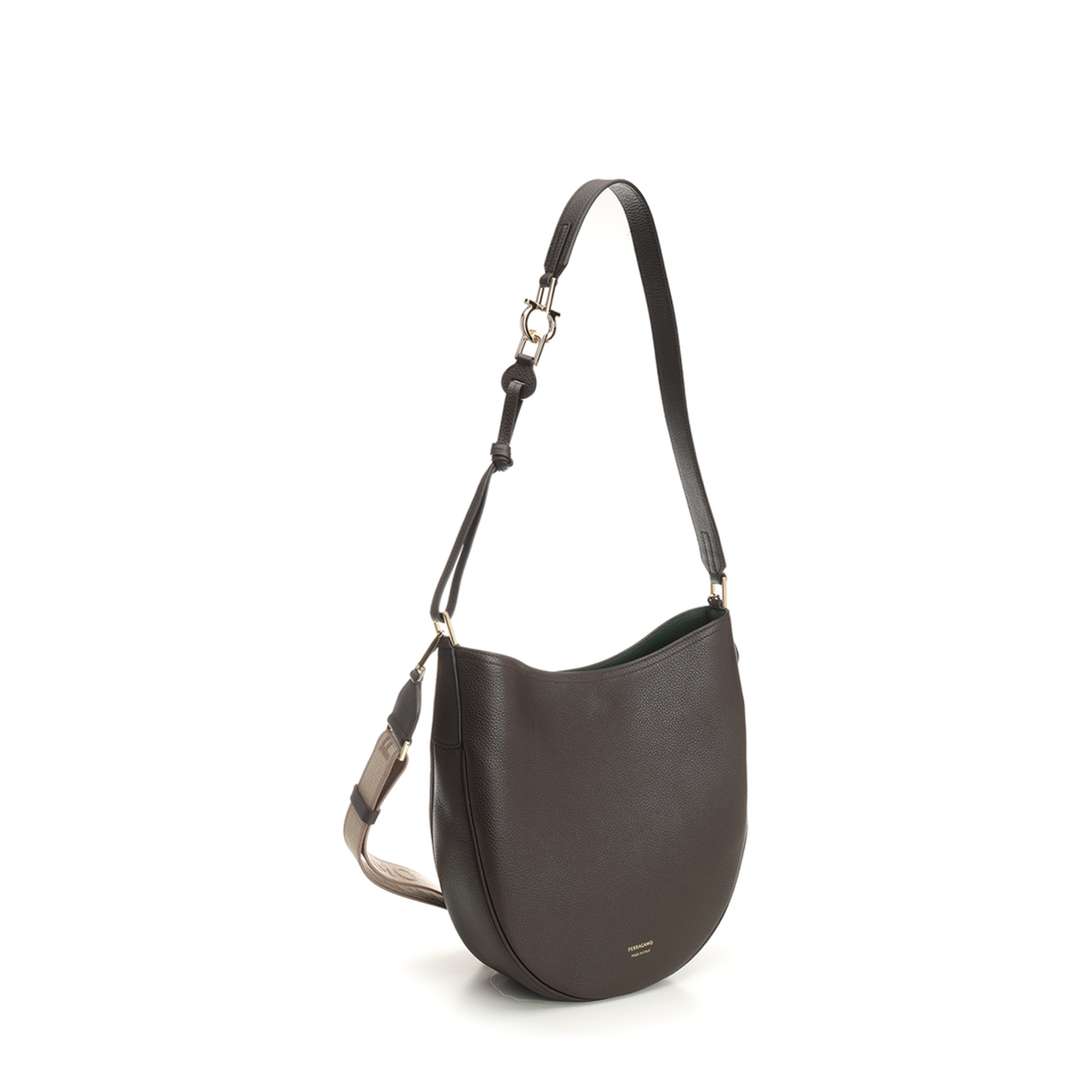 North-South Hobo Bag Leather Brown
