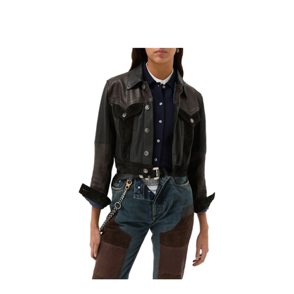 Slim-fit leather blouson