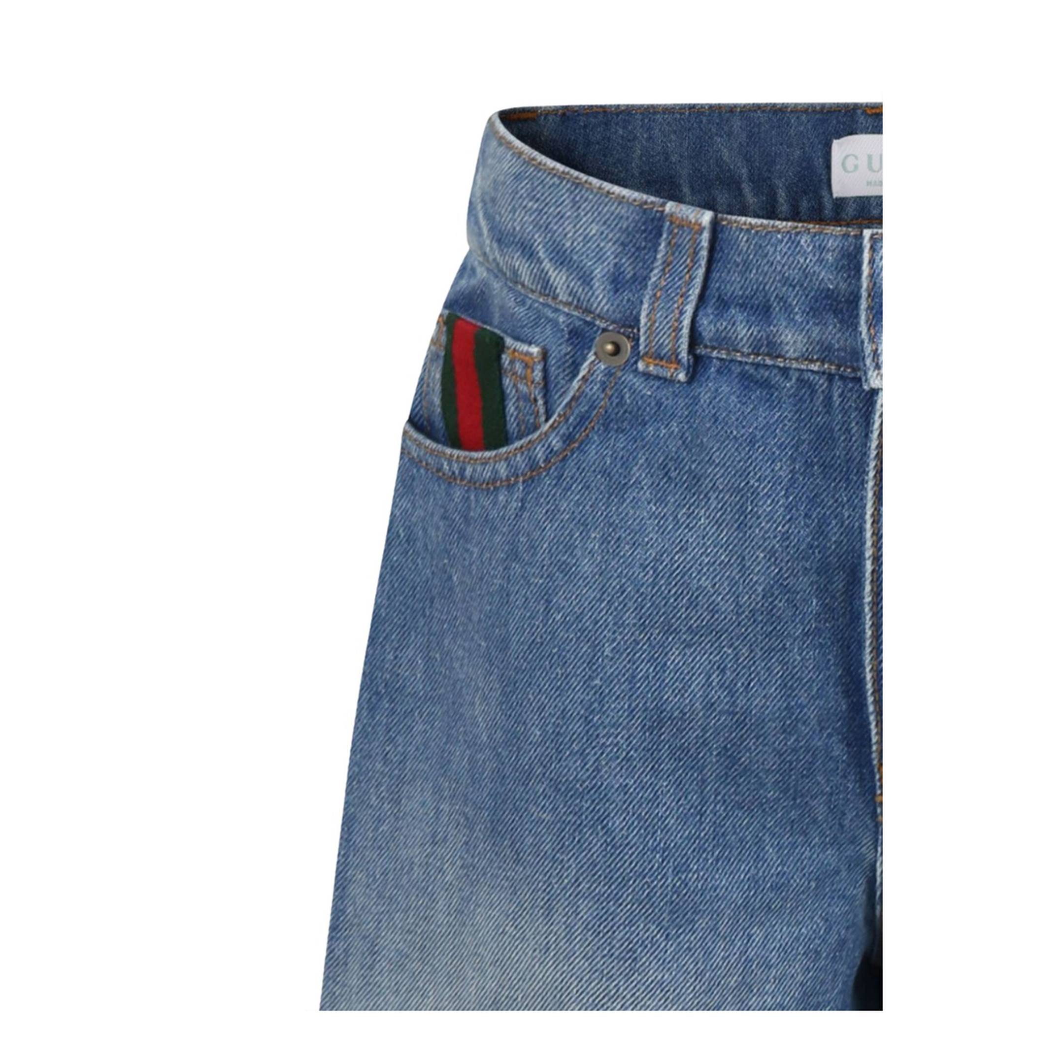 Denim Shorts with Web Ribbon