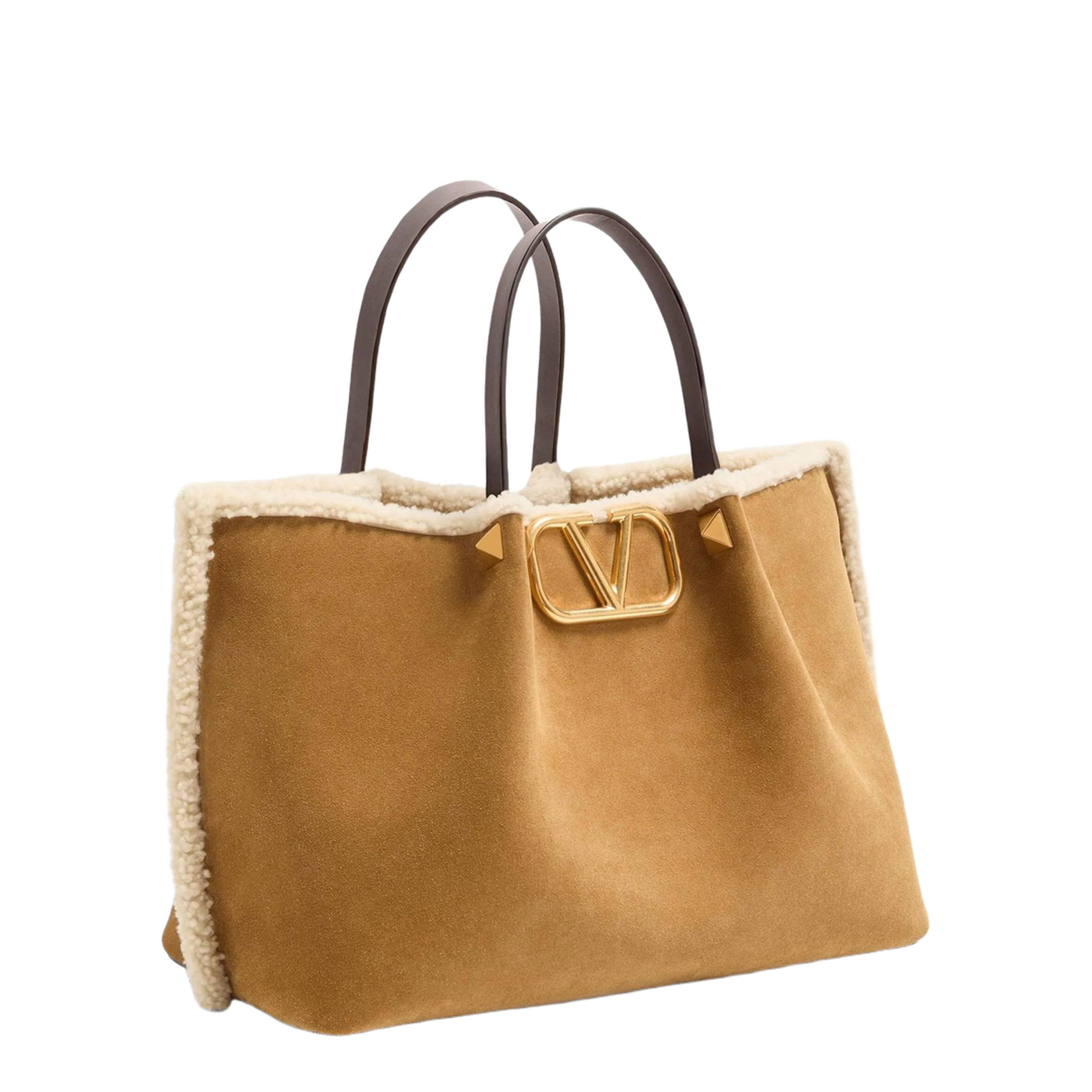Suede And Sheepskin Medium Tote Bag