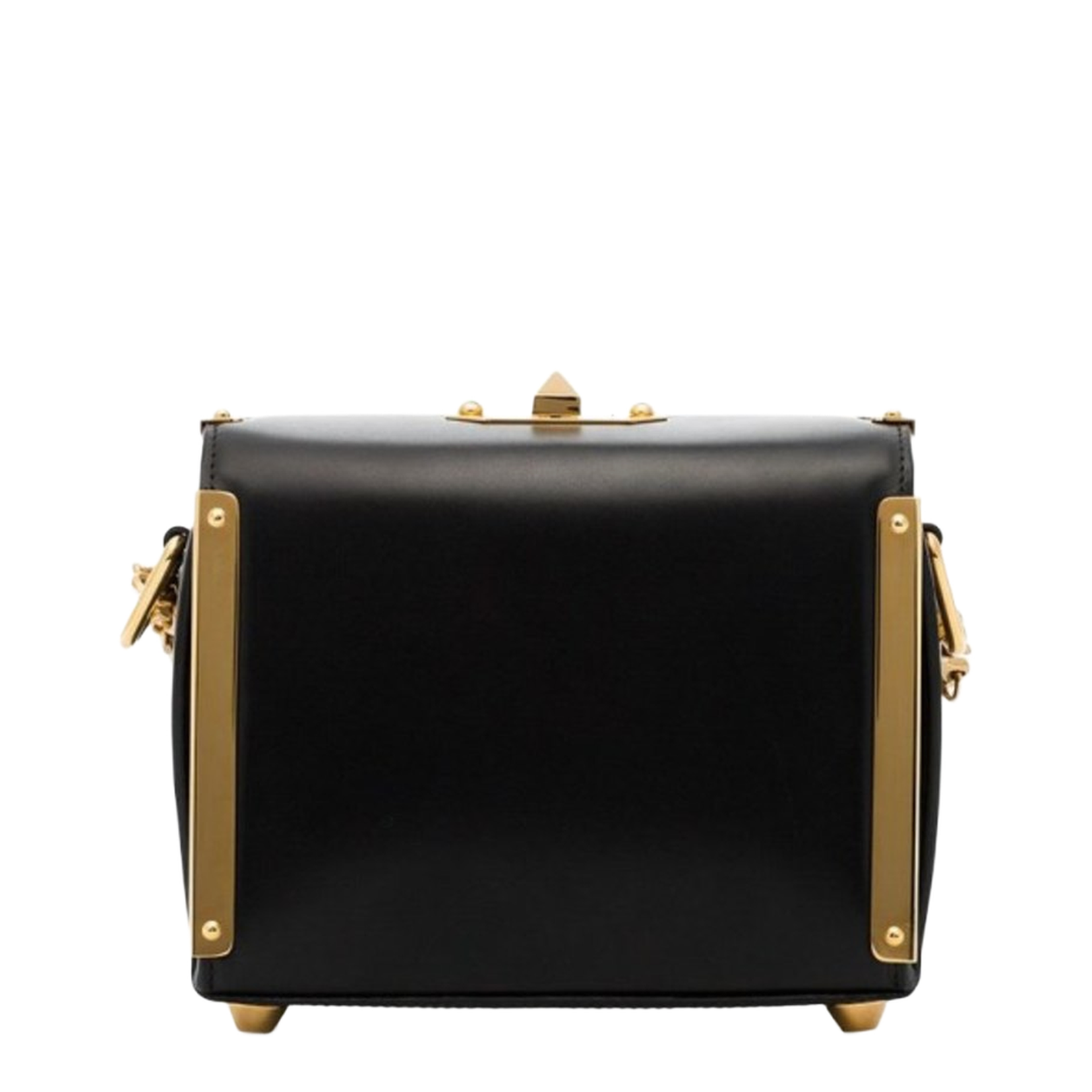 Box Shape Bag with Gold Hardware