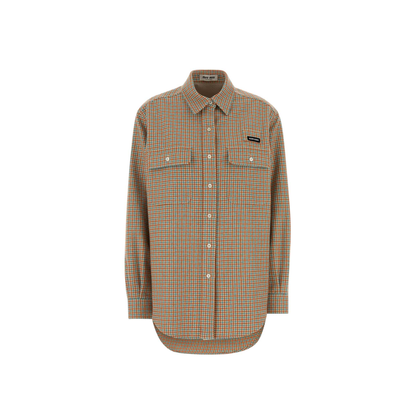 MAYFEYR - Miu Miu - Embroidered Flannel Oversize Shirt - MK2010SOOO19CSF0EH3